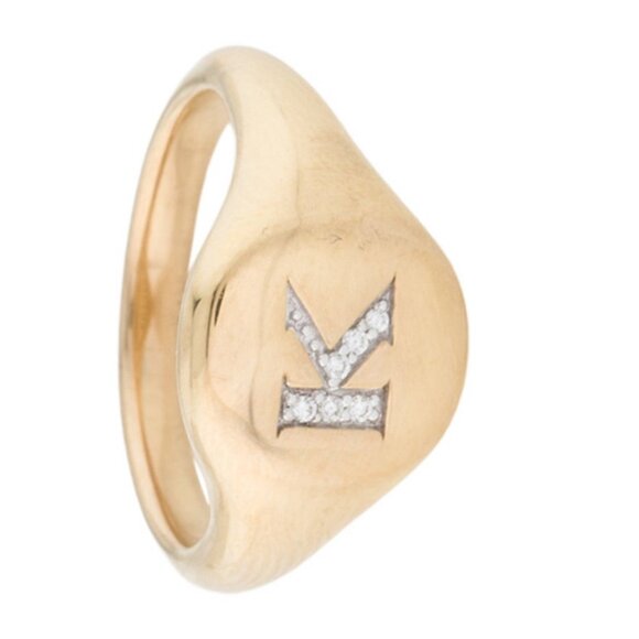 DAVID YURMAN 18K 750 YELLOW GOLD  DIAMOND 'K' INITIAL PINKY RING - Picture 4 of 8